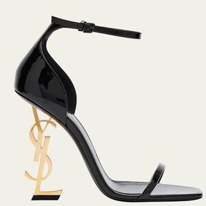 NEW YSL "Opyum" shiny patent leather sandals
4.33 in / 110 mm golden YSL heel